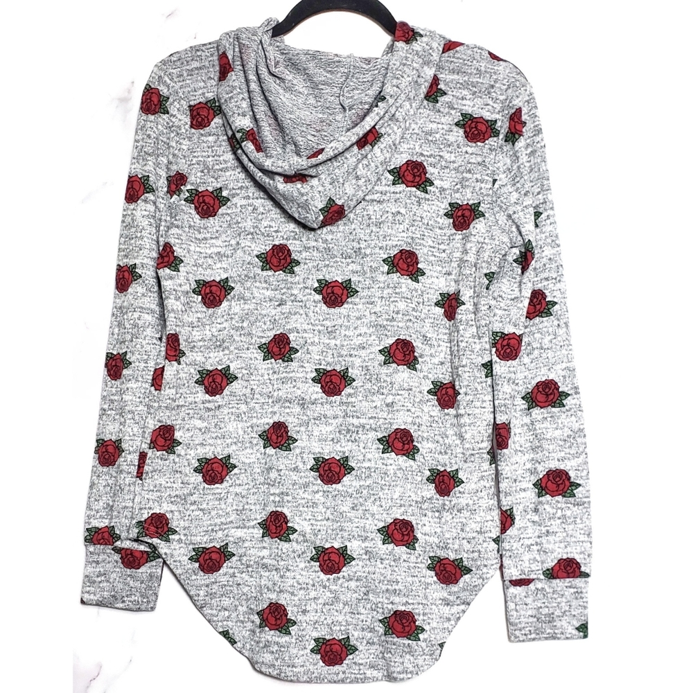 ❌sold ❌Pullover Top Hooded Tattoo Rose Print NWT - Picture 2 of 3